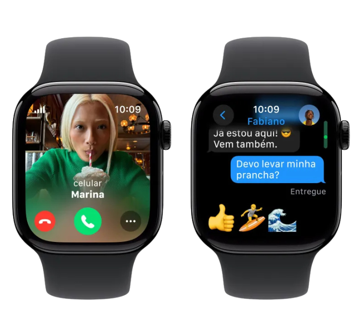 Apple Watch Series 10 GPS • Glossy Black Aluminum Case – 42mm • Black Sport Band – S/M