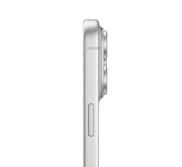Side view of a silver smartphone on a white background